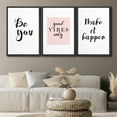 thumbnail image 2 of PixonSign Framed Wall Art Print Set Good Vibes Word Art Inspirational Motivation Typography Modern Art Chic Expressive Cool Black and White for Living Room, Bedroom, Office - 24"x36"x3 Black, 2 of 5