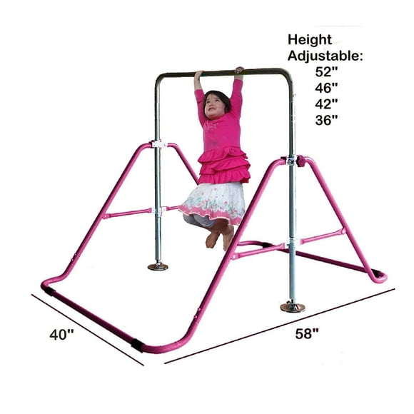 ProKidFit Jungle Gym Gymnastics Monkey Bar Playground Kip Bar Horizontal Climb Tower Exercise Kids Pink Playground Adjustable Height Junior Training