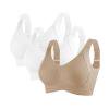 CQONEPT Clearance Womens Sports Bras 3 Pack Full Coverage Workout Bra Seamless Running Yoga Underwear,Khaki