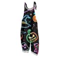 thumbnail image 2 of Halloween Jumpsuits for Women Linen Spaghetti Strap Overalls Floral Print Loose Sleeveless Romper for Party, 2 of 5