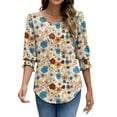thumbnail image 4 of Fantaslook Blouses for Women Dressy Casual 3/4 Length Sleeve Womens Tops with Smocked Cuffs Fashion Shirts, 4 of 8
