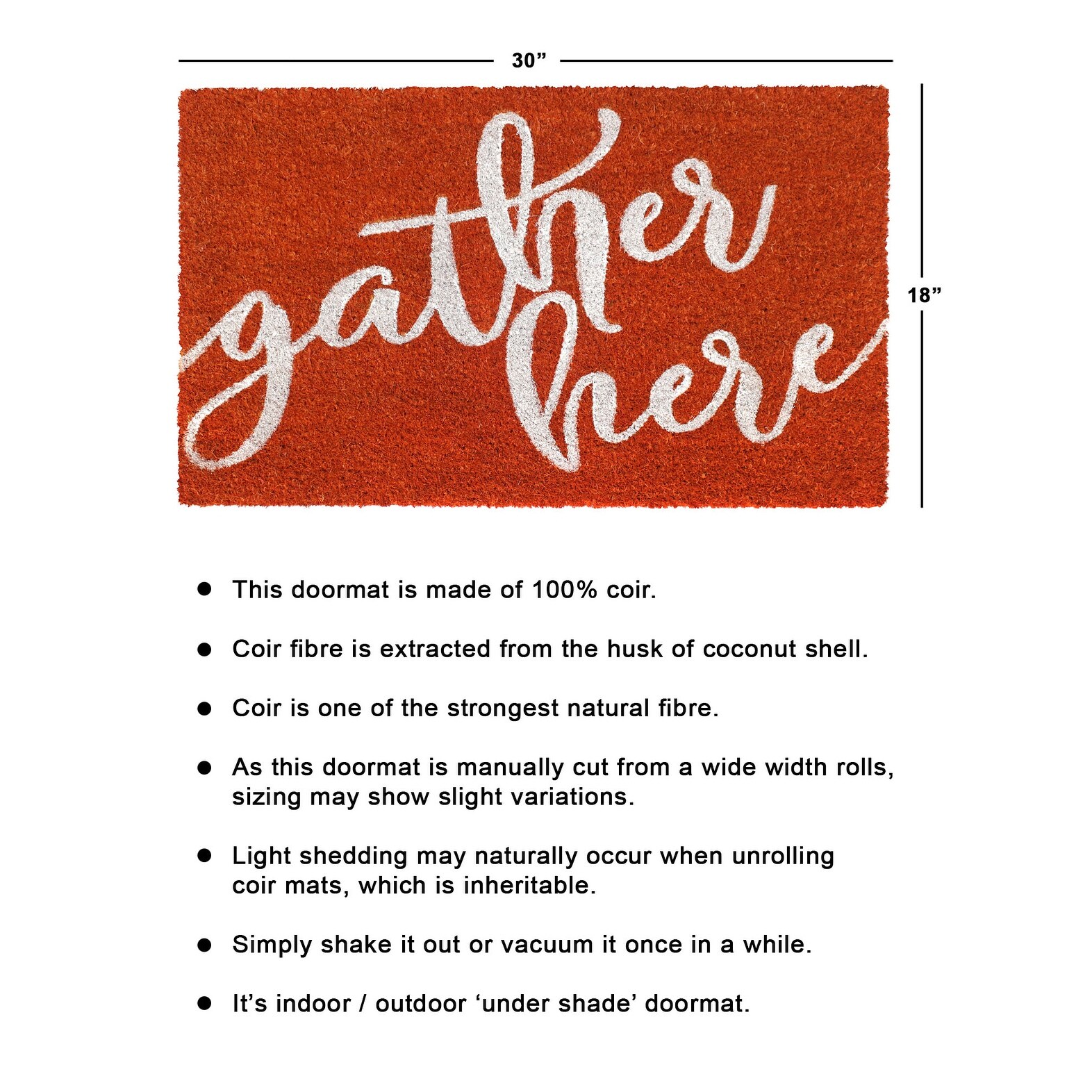 RugSmith White Machine Tufted Gather Here Doormat, 18" x 30"