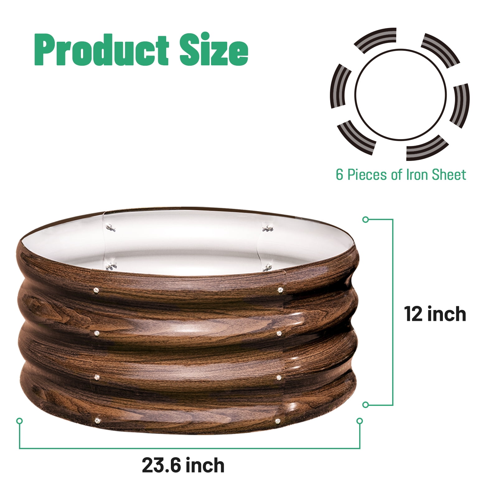 SnugNiture Galvanized Raised Garden Bed, 2Pcs 2x2x1ft Outdoor Raised Beds Kit for Vegetables and Flowers, Brown