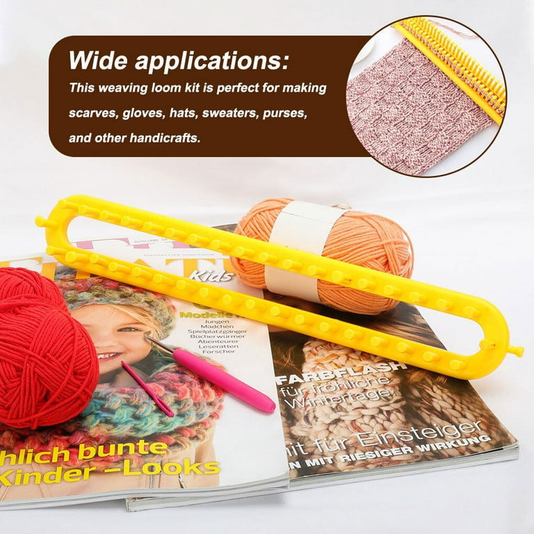  Long Loom Kit for Making Winter Scarf, Aeelike Complete Plastic  Knit DIY Looms Set with 6pcs Yarn and Step-by-Step Instructions for Beginners  Adult, Handmade Weaving Scarves Tool with Gift Box