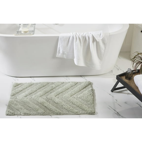 Better Trends 2 Piece Bathroom Rug Set 100% Cotton Extra Soft Tufted Bath Rug Water Absorbent Non-Slip Bath Mat Machine Washable (Dark Sage) Hugo Collection