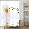 thumbnail image 3 of Daisy Shower Curtain, Farmhouse Floral Shower Curtain Set, Rustic White Flower Shower Curtains for Bathroom, Waterproof Fabric with 12 Hooks, 72 x 72 Inches, 3 of 6