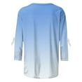 thumbnail image 5 of Hxshgdsn 3/4 Sleeve Blouse For Women Plus Size Gradient Crewneck Tunic Shirt With Bow Tie Casual Spring Outfits Light Blue 3Xl, 5 of 6