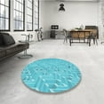 thumbnail image 3 of Ahgly Company Indoor Round Patterned Dark Turquoise Green Area Rugs, 7' Round, 3 of 6