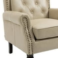 thumbnail image 6 of Vintage PU Leather Accent Chair, Wingback Single Sofa Chair with Buttons and Rivet Trims, Upholstered Side Armchair with Padded Seat Cushion & Backrest, for Bedroom Office Reception, Camel, 6 of 9