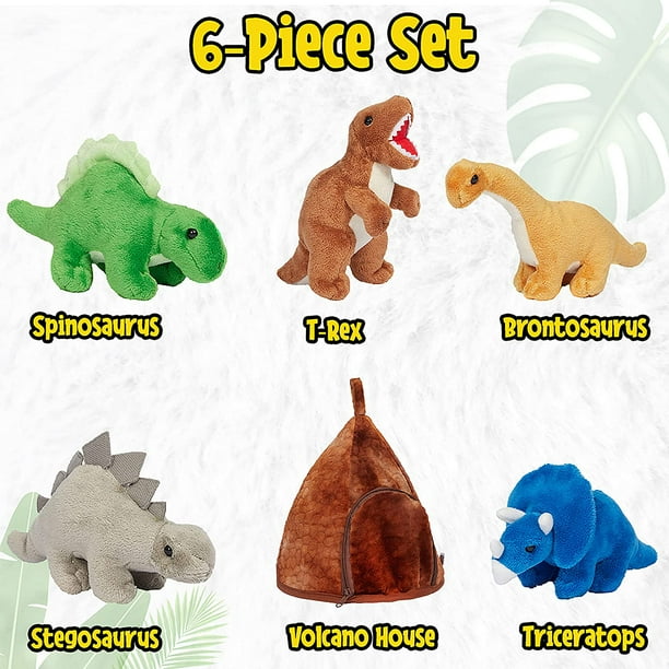 Prextex Dinosaur Plush Volcano House with 5 Baby Stuffed Dinosaurs for Boys Great Stuffed Animal Dinosaur Toys for Kids 3 5 Walmart Business Supplies