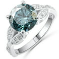thumbnail image 2 of Pompeii 3 1/4Ct TW Blue & White Vintage Diamond Engagement Ring Lab Grown 10k White Gold, 2 of 2