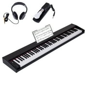 Glarry 88 Key Beginner Digital Piano, Full Size Semi Weighted Keyboard, Power Supply, Built-In Speakers, Black
