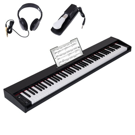 Glarry 88 Key Beginner Digital Piano, Full Size Semi Weighted Keyboard, Power Supply, Built-In Speakers, Black