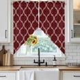 thumbnail image 2 of Dark Red Plaid Swag Valances for Windows 2 Pack Retro Country Moroccan National Geometrical Plaid Swag Kitchen Curtains 45 Inches Long Rod Pocket Short Window Treatment for Kitchen Bathroom 36"x45", 2 of 9