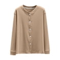thumbnail image 3 of Bovxnpu Women's Pajama Tops Cardigan Button Long Sleeve Fleece Jacket Plus Sleepwear, 3 of 4