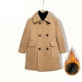 thumbnail image 3 of Boys' Woolen Trench Coat (2-15 Years) Quilted Double-Breasted Lapel Jacket Warm Winter Casual Outerwear with Pockets, 3 of 7