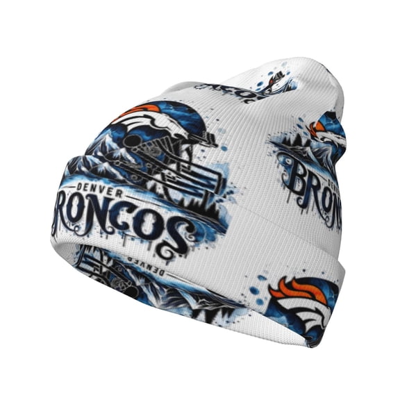 Denver Football Team Print Cuff Beanie Knitted Hat Soft Stretch Winter City Classic Hat for Men Women Game Fans Gifts