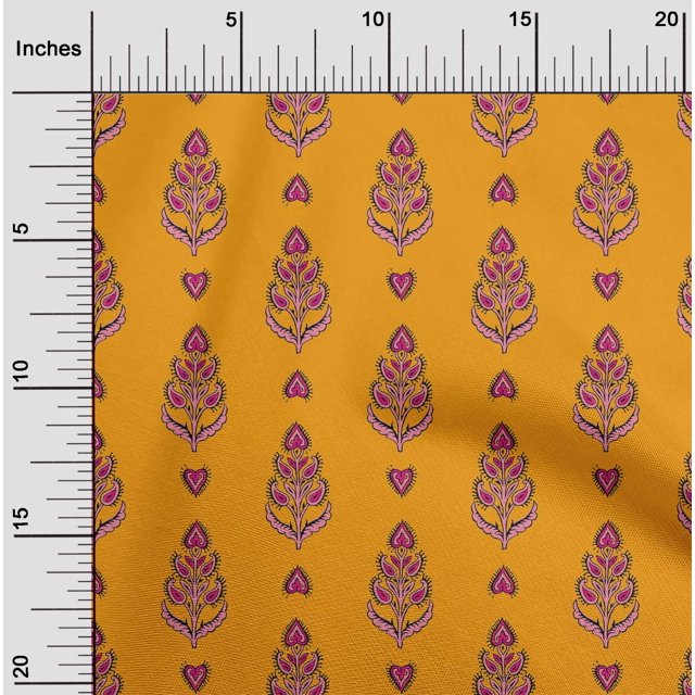 oneOone Viscose Chiffon Fabric Leaves & Paisley Block Print Sewing Fabric BTY 42 Inch Wide