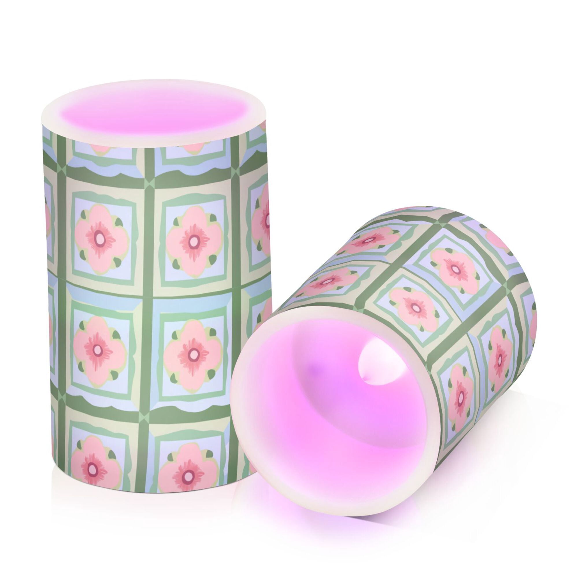 Yayeee Flameless Candles with Remote Flickering Battery Operated Multi Color Changing, Green Blossom Mosaic