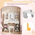 thumbnail image 3 of Pirecart 2 in 1 Kids Vanity Set, Pretend Play Makeup Desk with Mirror＆ Drawer, 3 Color Lights, Large Storage, Detachable shelf, White, 3 of 9