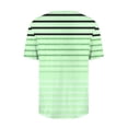 thumbnail image 4 of Uootdi Women's Casual Tops Short Sleeve Asymmetrical Collar Striped Print Blouses Casual Daily Style Soft Breathable Relaxed Fit Tees Gift, 4 of 5