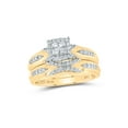 thumbnail image 2 of 10kt Yellow Gold His Hers Round Diamond Cluster Matching Wedding Set 1/2 Cttw, 2 of 3