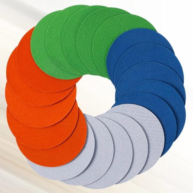 OULII 20pcs Self Adhesive Sanding Discs Grit Flocking Sandpaper Hook And Loop Circular Pads For Furniture Finishing