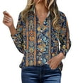 thumbnail image 5 of Womens Button Down Shirts Bust Pocket Lapel Long Sleeve Blouses Business Casual Work Tops Outfits Blue M, 5 of 5