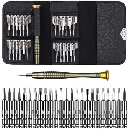 

Yozhu 25 in 1 Precision Screwdriver Repair Tool Kit for Cellphone Laptop Watch Jewellery Toys Glasses etc Black+Silver