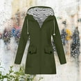 thumbnail image 2 of WTOBBY Women Solid Stripe Mid-Length Waterproof Sun Protective Outdoor Sports Rain Jacket, Windproof Hooded for Casual and Active Use,Army Green L, 2 of 4