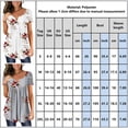 thumbnail image 4 of DYMADE Women's Pleated Buttons Hem T-shirt Round Neck Printed Casual Tops, 4 of 6