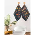 thumbnail image 2 of Boho Flowers Kitchen Dish Towels for Drying Dishes Set of 2, Spring Abstract Watercolor Floral Leaf Waffle Weave Microfiber Hand Tea Bathroom Towels Quick Dry & Absorbent Towel 12x12, 2 of 7
