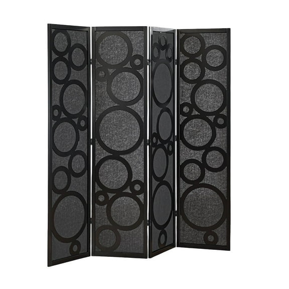 Roundhill Furniture 4-Panel Room Divider, Decorative Folding Freestanding Privacy Screen, Black