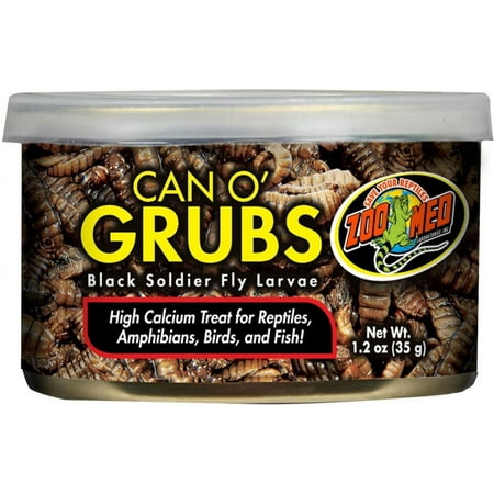 Zoo Med Can O Grubs Black Soldier Fly Larvae High Calcium Treat for Reptiles, Amphibians, Birds, and Fish [Reptile Crickets and Insects, Reptile Supplies] 4.8 oz (4 x 1.2 oz)