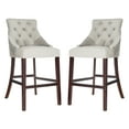 thumbnail image 2 of SAFAVIEH Eleni 30 in. H Tufted Wing Back Bar Stool with Ring, Grey, Set of 2, 2 of 13