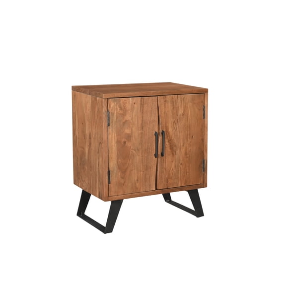 Taran Designs Oliver 2-door Live Edge Solid Wood Nightstand in Brown/Black