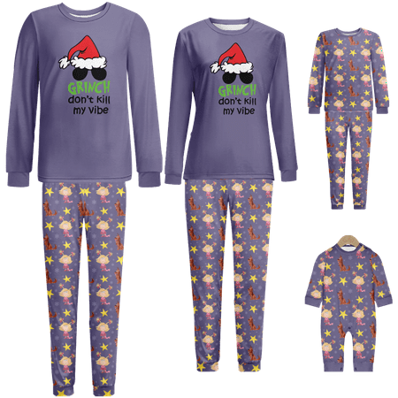 

FUNIER Matching Family Christmas Pajamas Sets Christmas Grinch Printed Baby-Kids-Adult-Pet Size 2 Pieces Top and Pants Bodysuits Unisex Pajamas Set