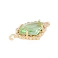 thumbnail image 2 of Golden Plated Brass Pave Clear Cubic Zirconia Connector Charms Cadmium Free & Lead Free Glass Heart Links Dark Sea Green 24x13x5mm Hole: 1.5mm, 2 of 3