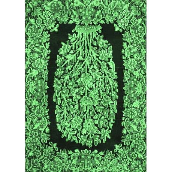 Ahgly Company Indoor Rectangle Persian Emerald Green Traditional Area Rugs, 7' x 10'