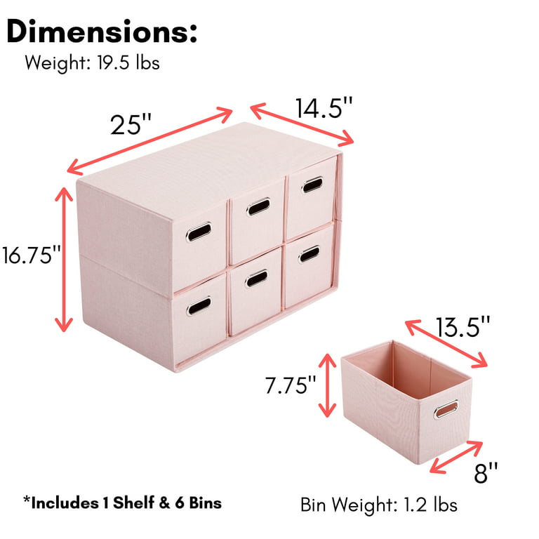 BirdRock Home Linen Cube Organizer Shelf with 6 Storage Bins - Cream