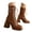 Brown, variant on Gothic Boots for Women Lace up Mid Calf Boots Fashion Chunky Heel Square Toe Punk Booties