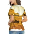 thumbnail image 3 of Vsdgher Western Cowboy Ranch Women Shirts V Neck Short Sleeve Tops T-Shirt Basic Tees, S to 3XL3X-Large, 3 of 5