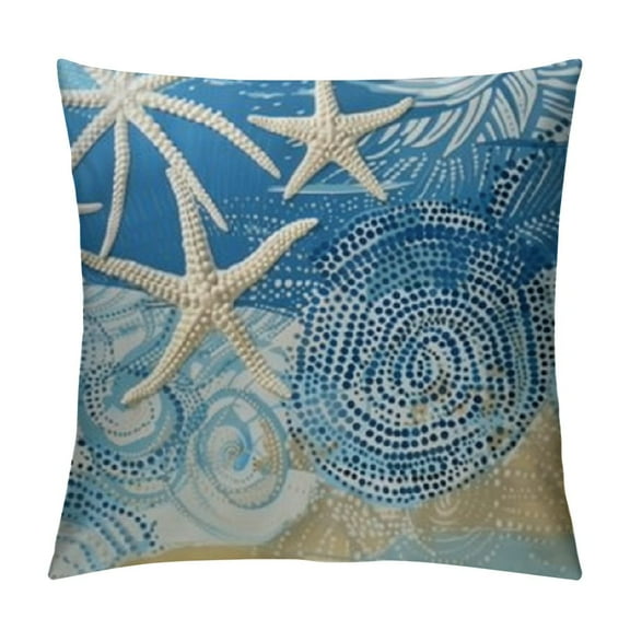 PRATYUS Nautical Coastal Pillow Covers Beach Ocean Themed Decorative Couch Pillow Cases Starfish Seashell Throw Pillows Home Decor for Living Room Bedroom Bed Cushion Outdoor White