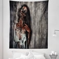thumbnail image 1 of Zombie Tapestry, Angry Dead Woman Sacrifice Fantasy Design Mystic Night Halloween Image, Fabric Wall Hanging Decor for Bedroom Living Room Dorm, 5 Sizes, Dark Taupe Peach Red, by Ambesonne, 1 of 1