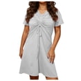 thumbnail image 2 of Mceream Robes d'Été pour Femmes Grande Taille Midi Froncées Robes Ajustables à Torsade devant Col en V 2026 Vacances Élégantes à Manches Courtes Boho Robe de Plage Blanche G, 2 of 6