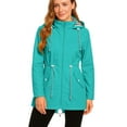 thumbnail image 2 of Hearthz Safety Rain Jacket Womens Waterproof with Hood Zip Up Lightweight Wind Breaker Long Jacket Women Rain Coat with Pockets, 2 of 6