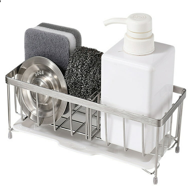 Kitchen Sink Soap Sponge Tray Self Draining Premium Silicone Soap Holder  for Bathroom Caddy Organizer for Dish Soap Bottle,Soap Dispenser