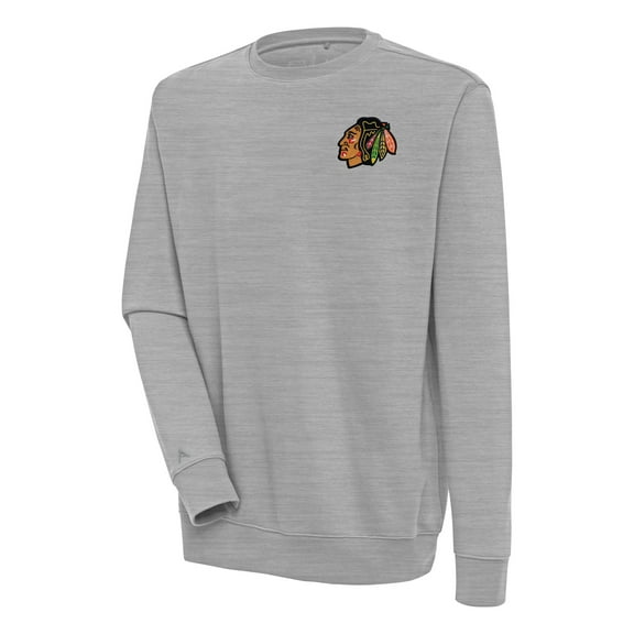 Men's Antigua  Heather Gray Chicago Blackhawks Victory Pullover Sweatshirt