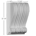 thumbnail image 2 of Ekena Millwork 5 3/8"W x 3 1/8"D x 8 1/4"H Elsinore Corbel, 2 of 5
