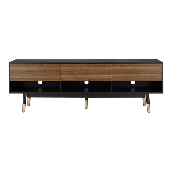 Furniture of America Zuna Mid-Century Modern Wood 3-Drawer TV Stand in Black